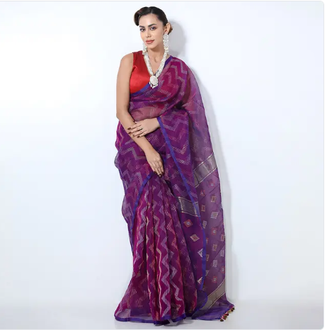 Purple Color Cotton Saree